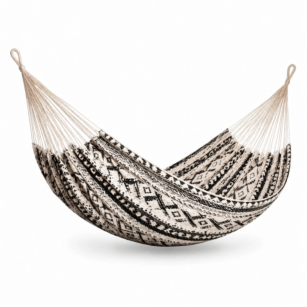 Amaca in Cotone con Motivo Geometrico Bianco e Nero