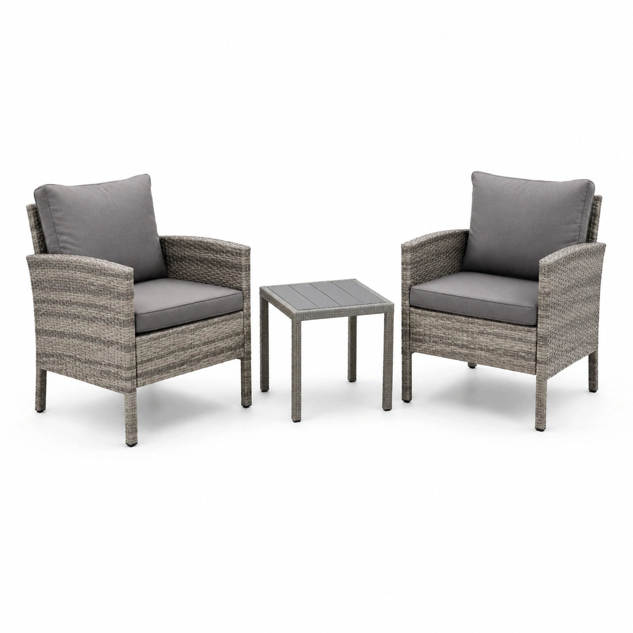 Set da giardino in rattan sintetico grigio con cuscini in poliestere